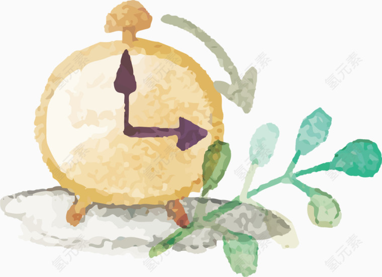 水彩闹钟矢量