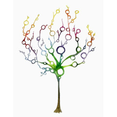 抽象艺术水彩画树形图案