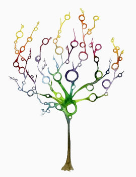 抽象艺术水彩画树形图案