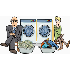 洗衣机旁的矢量人