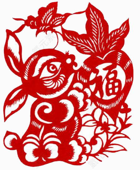 精致兔子剪纸