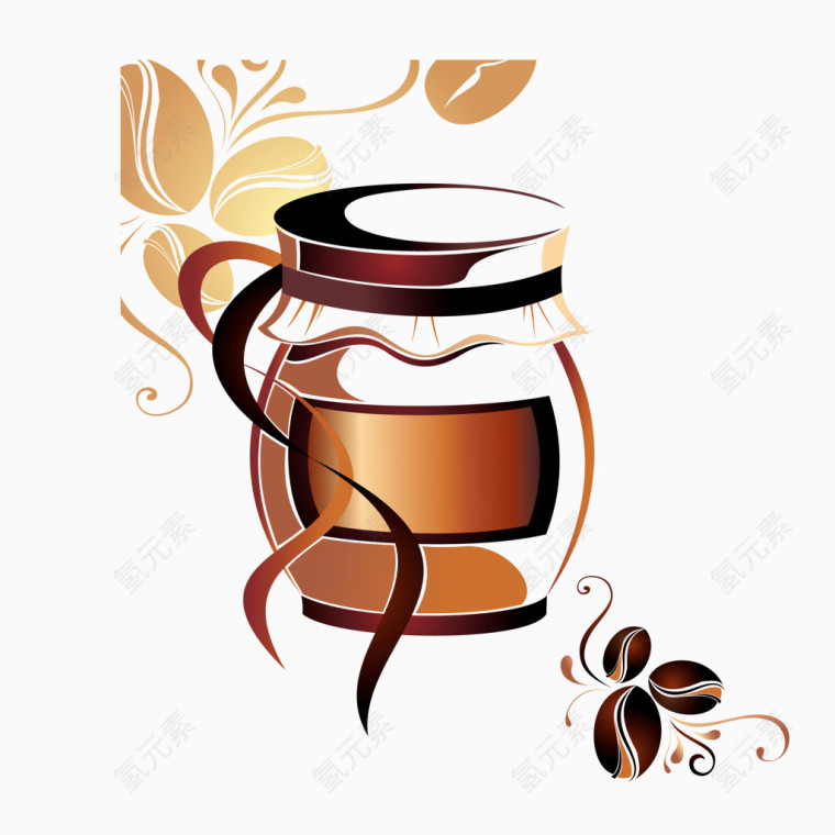 咖啡壶和咖啡豆