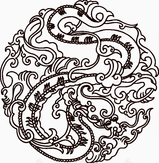 黑色祥龙花纹