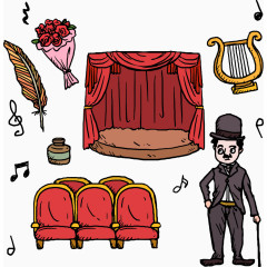 手绘剧院表演舞台