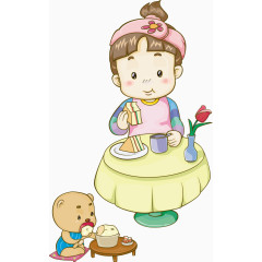 吃早餐的卡通人物