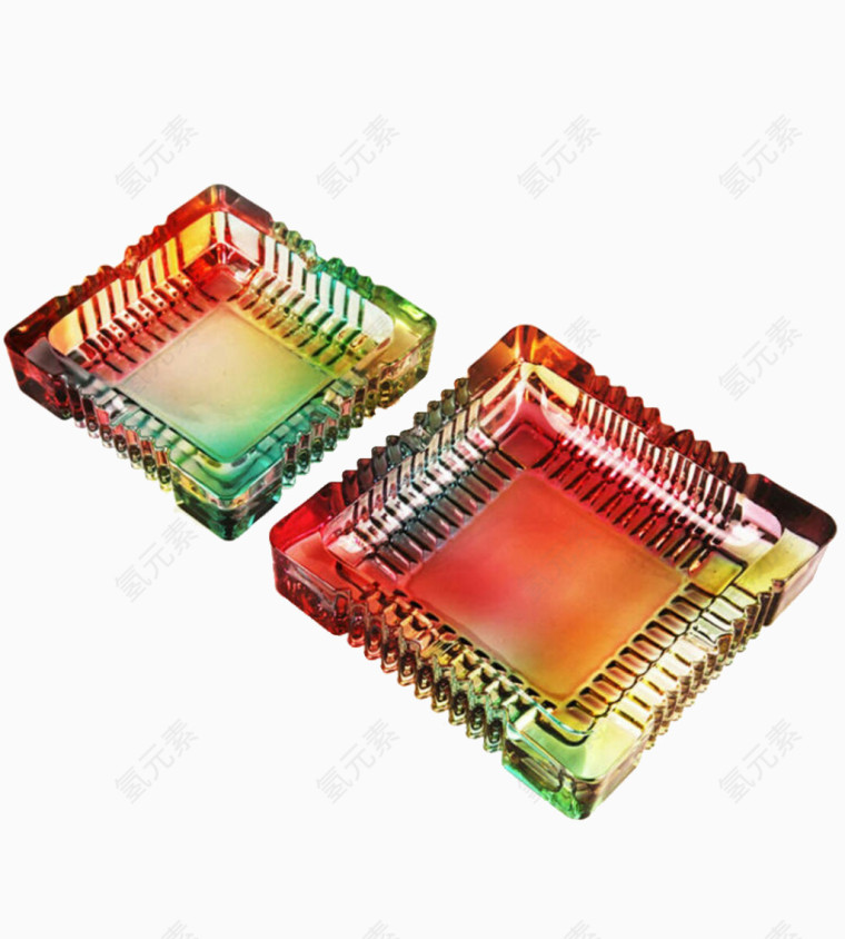 正方形大号彩色玻璃烟灰缸