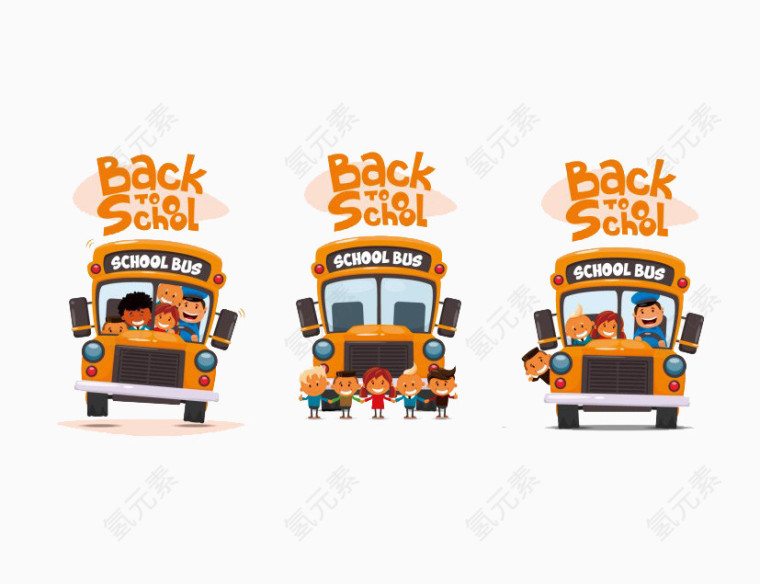 卡通小学生校车