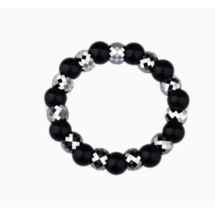 飒雅天然玛瑙间钨金珠子男士手链