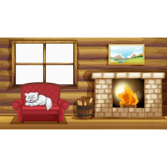 卡通冬季温暖木屋矢量素材