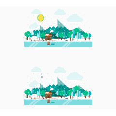 冬季山中湖泊风景banner矢量