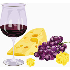 矢量奶酪和红酒