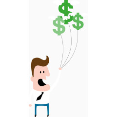 拿着金钱符号的男人