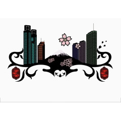 创意写字楼剪影插画