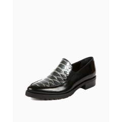 意大利进口黑色牛皮革满口单鞋