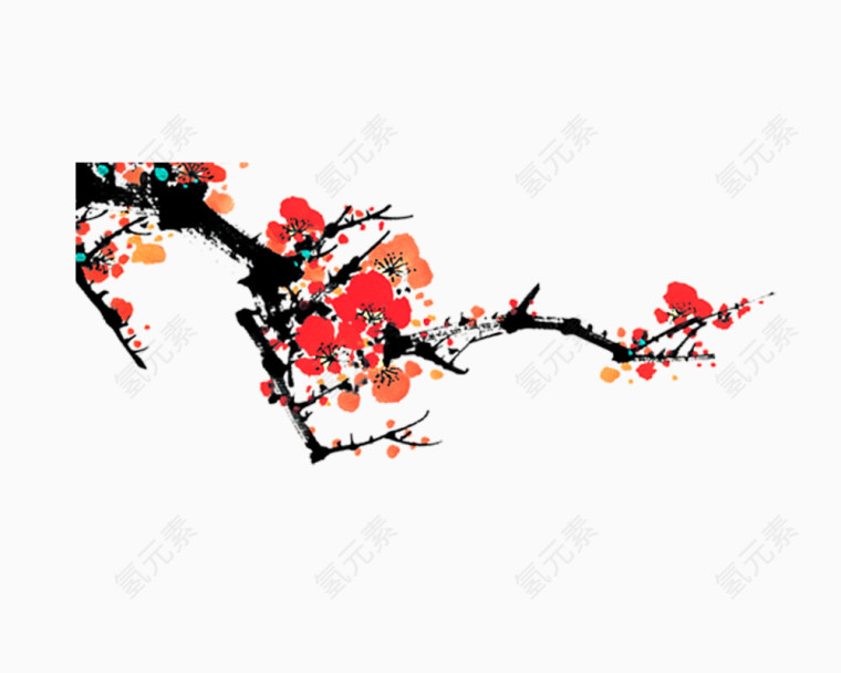 国画效果梅花