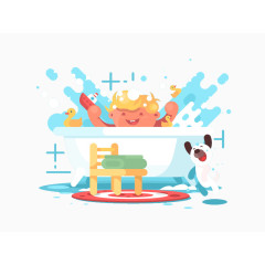 开心洗澡小宝宝素材