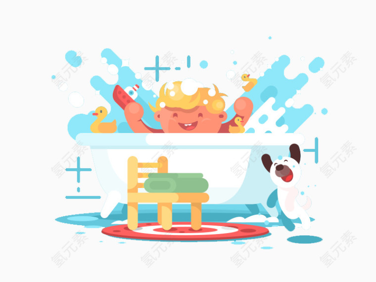 开心洗澡小宝宝素材