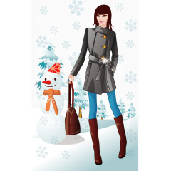 冬季雪人矢量雪域素材