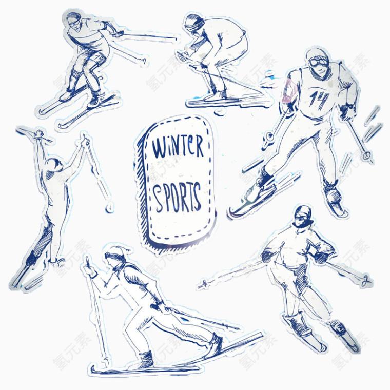 索契冬奥会滑雪赛事插画矢量素材