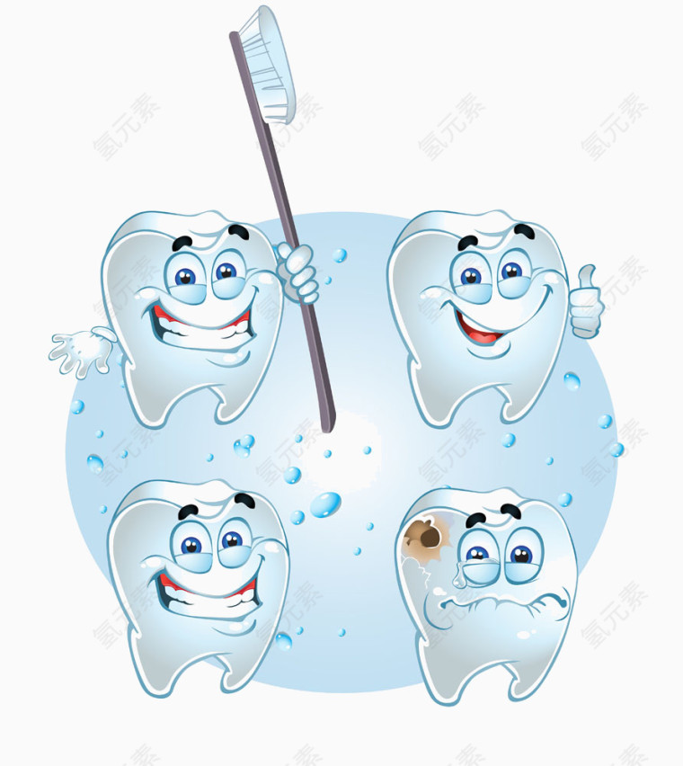 快乐的卡通牙齿