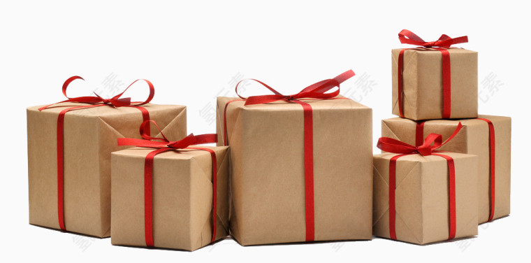 米色红丝带礼物盒