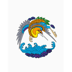 祥云凤凰卡通矢量素材