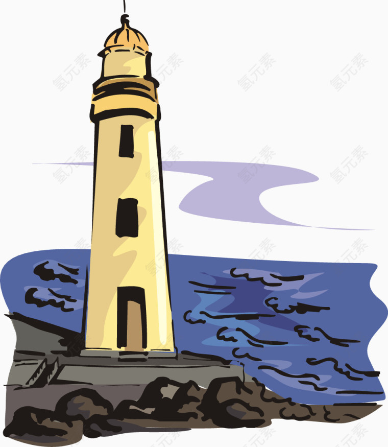 矢量海边灯塔素材