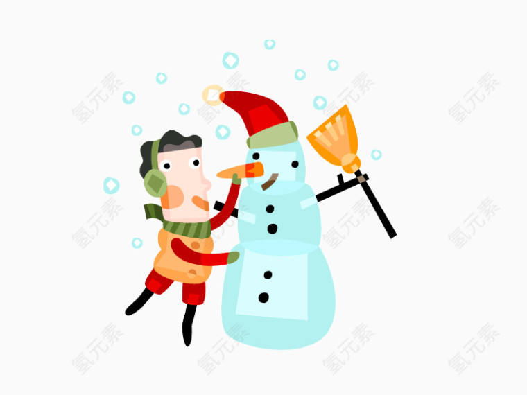 雪人儿童冬季卡通矢量素材