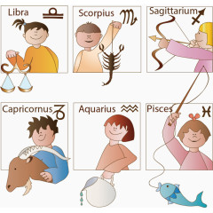 矢量卡通可爱人物星座素材