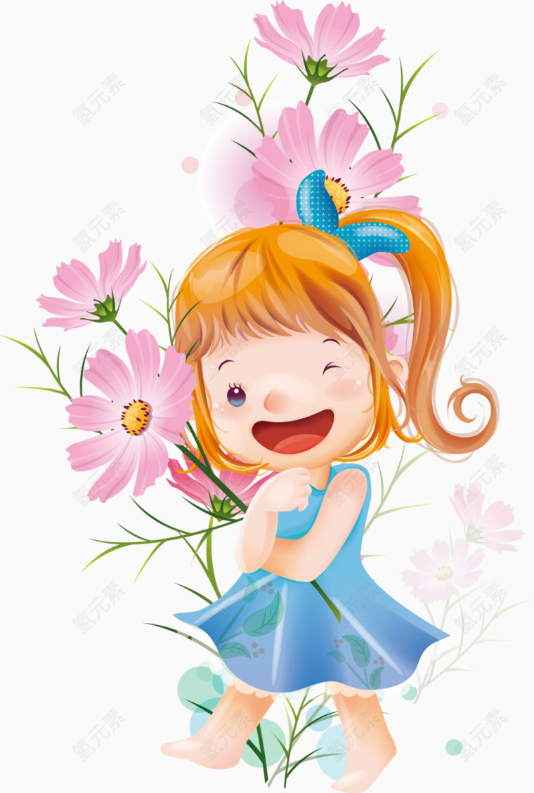 儿童花朵矢量课程素材