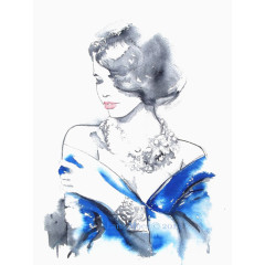 水彩优雅女人插画