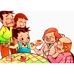 卡通与家人吃团圆饭
