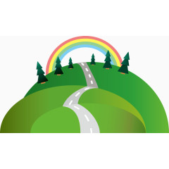矢量草地公路彩虹