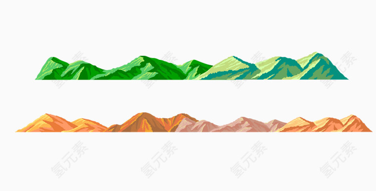 卡通连绵山脉