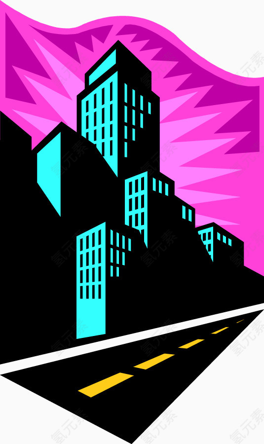 颜色分明的简单的建筑画