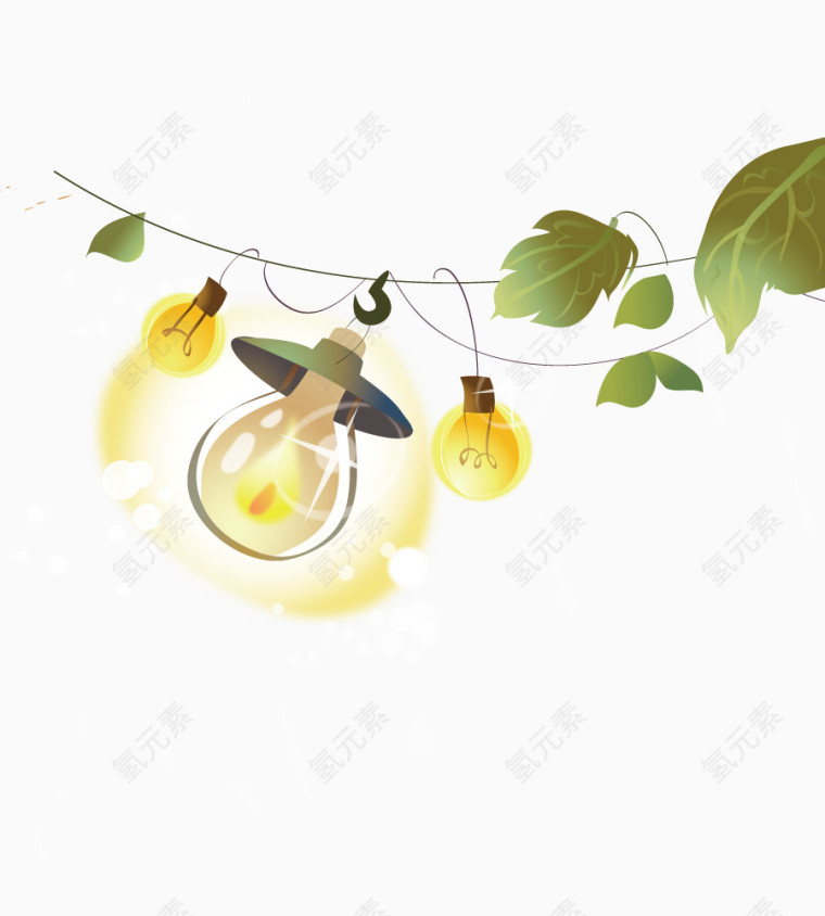 树叶上的灯泡