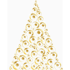 矢量手绘金色花纹装饰圣诞树