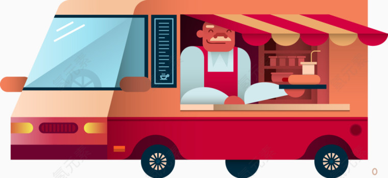 手绘快餐车图案