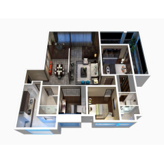 三居户型立体图