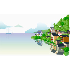 矢量海边建筑