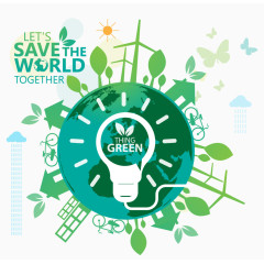 矢量绿色环保设计灯泡地球
