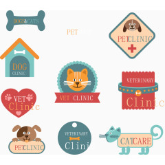 创意宠物医院标签矢量素材