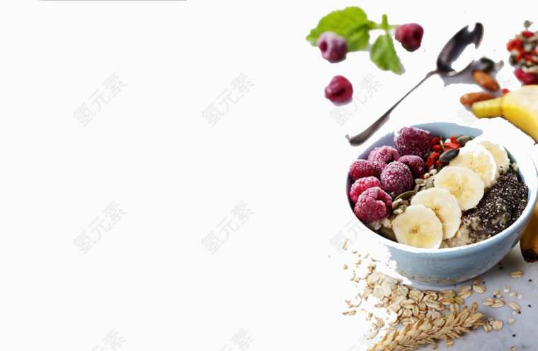 碗里的水果和麦片高清免扣素材