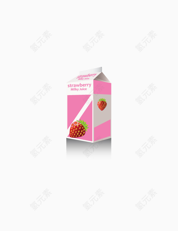 矢量草莓牛奶盒