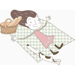 矢量野餐女孩与狗