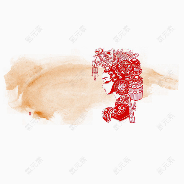 红色京剧剪纸