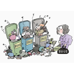 垃圾分类起步困难卡通素材