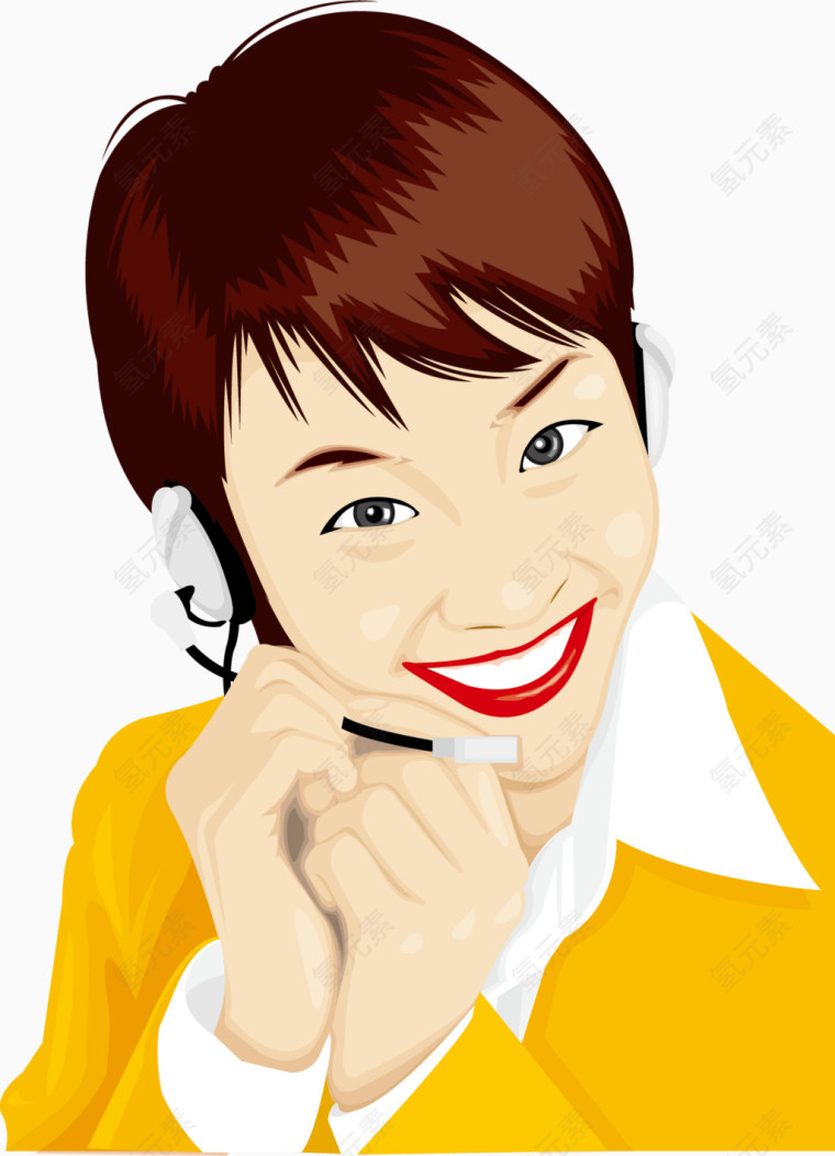客服美女咨询客服矢量素材元素