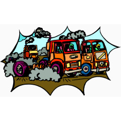 卡通手绘越野卡车比赛插画