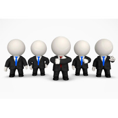 一排3D金融小人